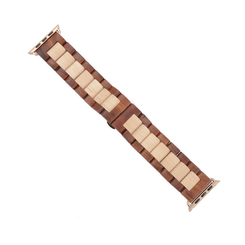 Kinobo Wooden Watch Band Compatible with Apple Watch, Natural Hardwood Watch Strap Thickened Wrist Bracelet for iWatch Series 8,7, 6, 5, 4, 3, 2, 1, Sport, Edition (Sandal + Maple-42/44/45mm) - Image 3